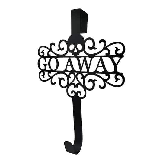 15" Black Go Away Skull Wreath Hanger by Ashland®
